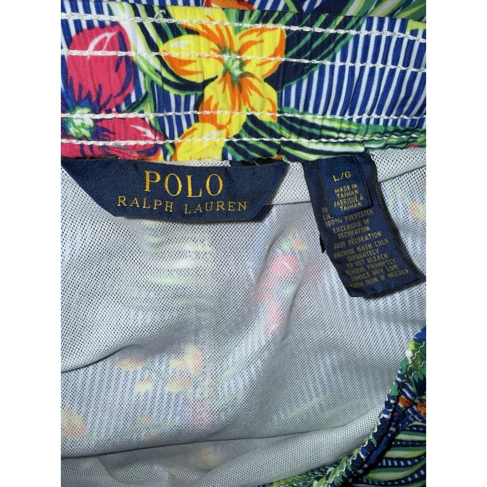 Polo Ralph Lauren Mens Size‎ Large Floral Hawaiian Print Swim Trunks Traveler - Picture 5 of 10